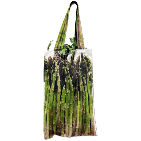 Sac de course légume Asperges rempli de légumes - Sac réutilisable Maron Bouillie made in France