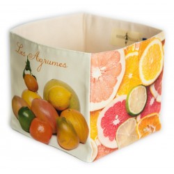 Boite de rangement Fruits Les Agrumes posé devant un buffet - Panier cuisine made in France. 2