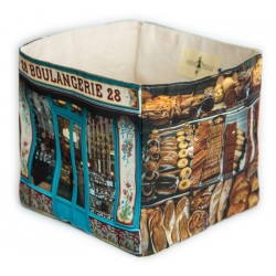 Boite de rangement Boulangerie 28 souvenir Paris retro posé sur un bureau - Maron Bouillie made in France 2