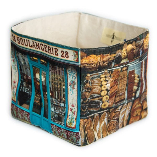 Panier de rangement Boulangerie 28 Boutique Paris souvenirs - vue face côté fond blanc - Maron Bouillie made in France