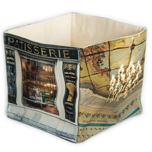 Maron Bouillie Fabric storage basket  Boulangerie du Moulin de la galette Paris Montmartre vintage store - back side view