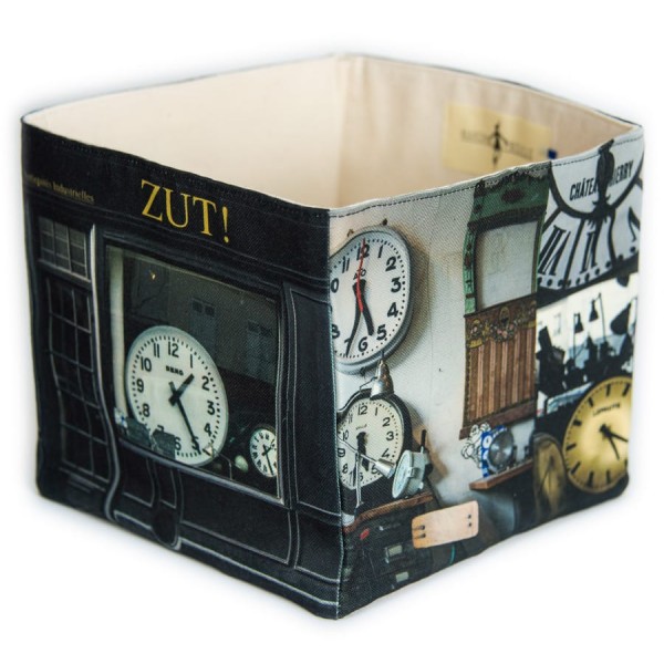 Paris home goods decorative box Zut storefront - front side view white background - Maron Bouillie made in France
