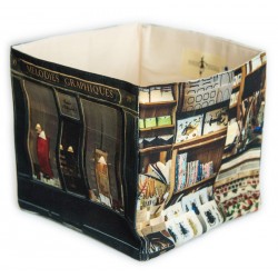 Boite de rangement bureau Paris Mélodies graphiques calligraphies sur une étagère - Maron Bouillie made in France 2