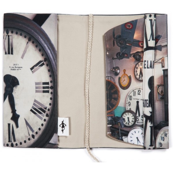 Book sleeve cover Paris shop « Zut » - open interior white background - Maron Bouillie made in France