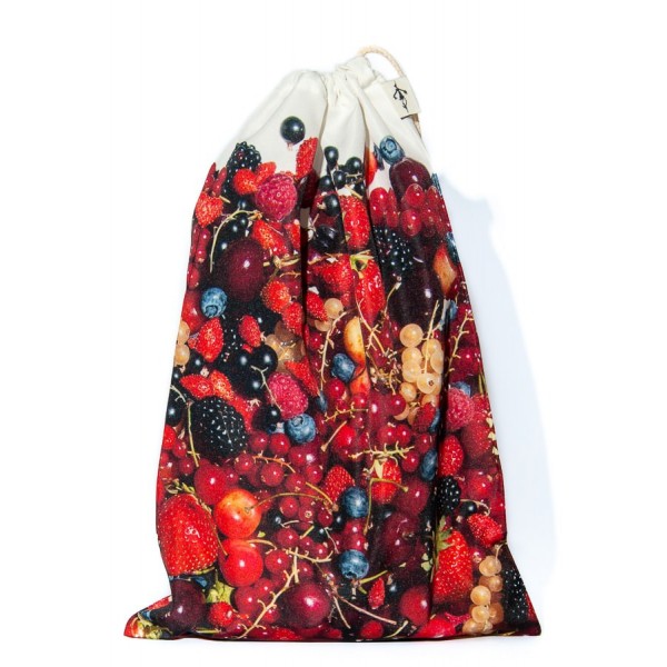 Red fruits Bag for bulk reusable - for shopping or Kitchen storage Maron Bouillie made in France