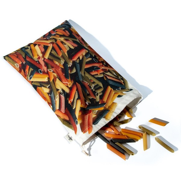 Sac à vrac réutilisable Pâtes Pennes pour courses ou rangement cuisine Maron Bouillie made in France