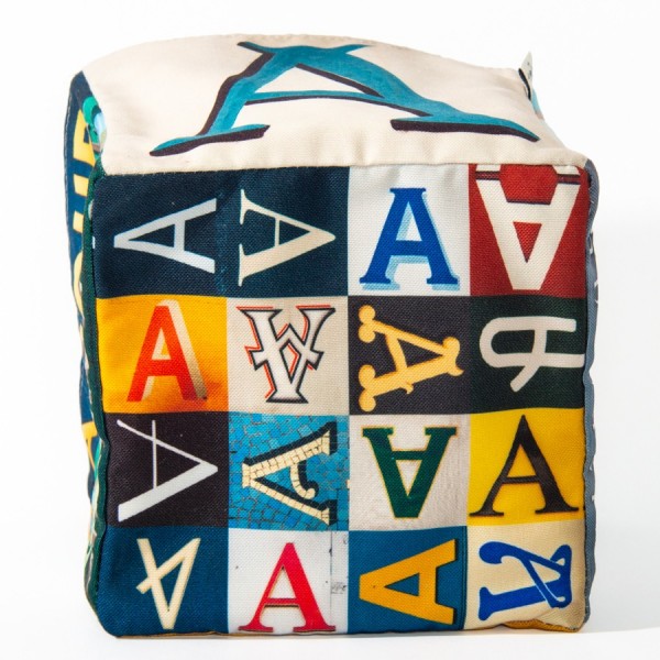 Panier de rangement maison deco lettre A - Vue dessous 16 petits A - Maron Bouillie made in France