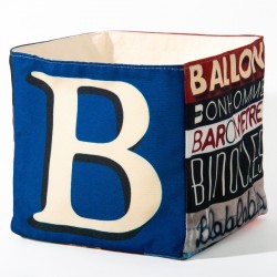 Letter B storage basket used as a plant pot cover on a table - Maron Bouillie made in France 2