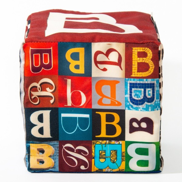 Alphabet home storage box letter B - bottom view 16 small B - Maron Bouillie Home goods basket made in France