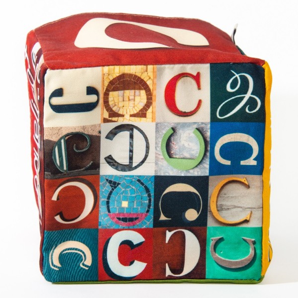 Alphabet home storage box letter C - bottom view 16 small C - Maron Bouillie Home goods basket made in France Alphabet home storage box letter C - bottom view 16 small C - Maron Bouillie Home goods basket made in France
