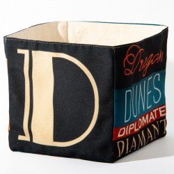 Letter D storage basket filled with toys and dominoes- Maron Bouillie made in France 2