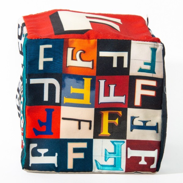 Alphabet home storage box letter F - bottom view 16 small F - Maron Bouillie Home goods basket made in France