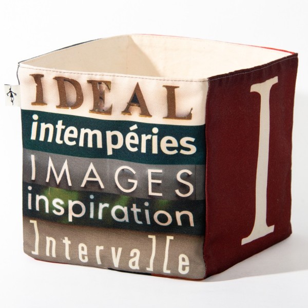 Decor alphabet box letter I - side 2 view words Idéal, Images  - Maron Bouillie Home goods basket made in France