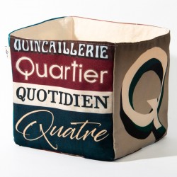 Alphabet letter box KQ - front view big white K on turquoise back - Maron Bouillie Home goods basket made in France 2