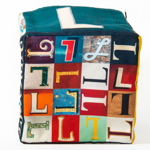 Alphabet home storage box letter L - bottom view 16 small L - Maron Bouillie Home goods basket made in France