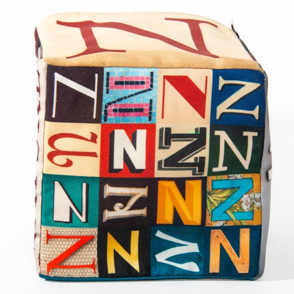 Alphabet home storage box letter N - bottom view 16 small N - Maron Bouillie Home goods basket made in France