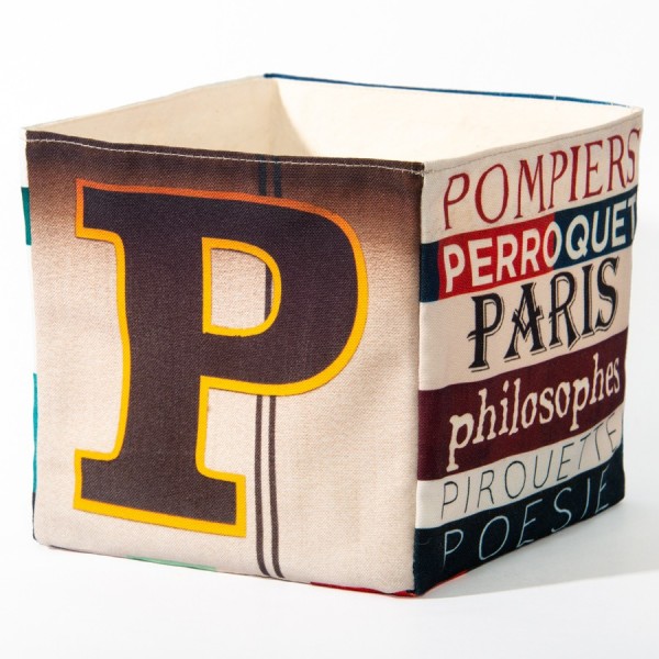 Boite de rangement alphabet lettre P - Vue dos grand P marron et jaune fond beige - Maron Bouillie made in France