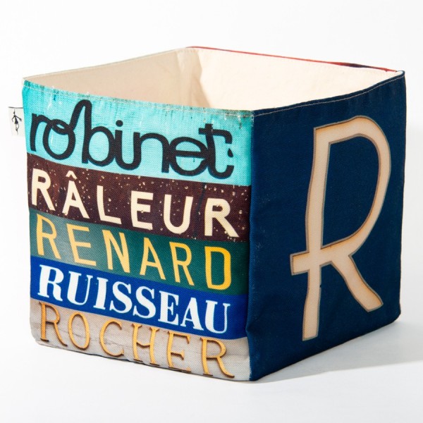 Boite de rangement deco lettre R - Vue côté 1 mots Râleur, Renard  - Maron Bouillie made in France