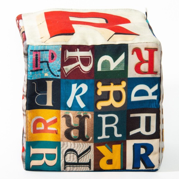 Panier de rangement maison deco lettre R - Vue dessous 16 petits R - Maron Bouillie made in France