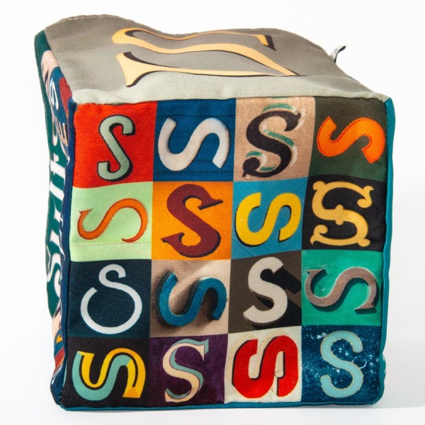 Panier de rangement maison deco lettre S - Vue dessous 16 petits S - Maron Bouillie made in France