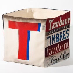 Alphabet letter box T on a table with small wooden animals - Maron Bouillie made in France 2