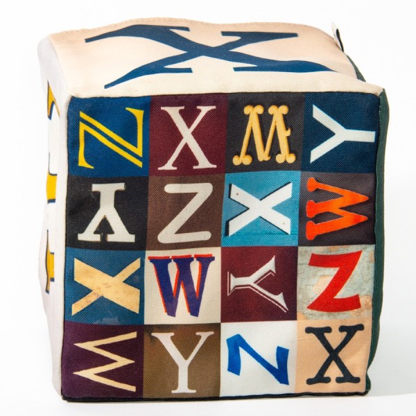 Panier de rangement maison deco lettres WXYZ - Vue dessous 16 petites lettres W X Y Z - Maron Bouillie made in France