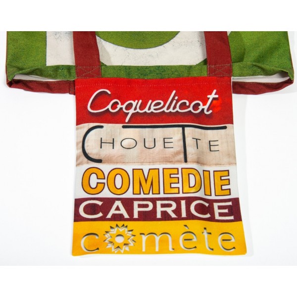 C Initial bag inside pocket printed with French words Chouette, Caprice - Maron Bouillie letter tote bag