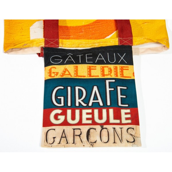 Sac lettre G poche intérieure imprimé de mots Garçons, Girafe - Sac personnalisé Maron Bouillie made in france