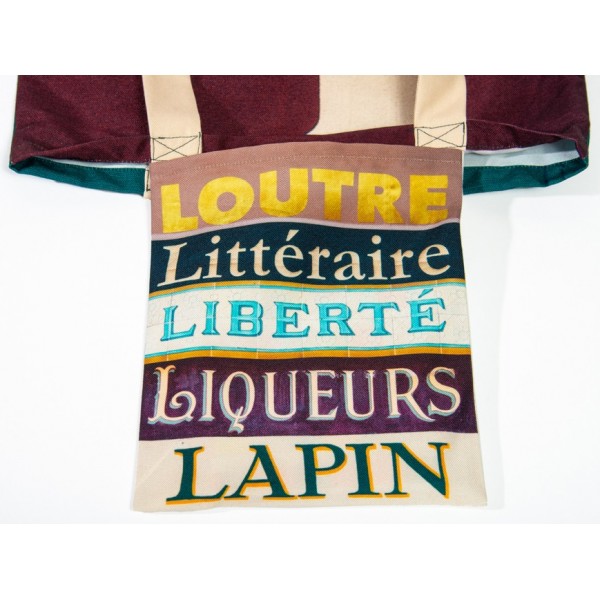 L Initial bag inside pocket printed with French words Lapin, Liberté - Maron Bouillie letter tote bag L Initial bag inside pocket printed with French words Lapin, Liberté - Maron Bouillie letter tote bag