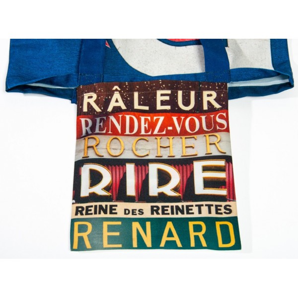 R Initial bag inside pocket printed with French words Rire, Rendez-vous - Maron Bouillie letter tote bag