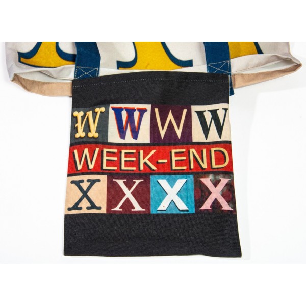 Sac lettre WX poche intérieure imprimé du mot Week-end - Sac personnalisé Maron Bouillie made in france