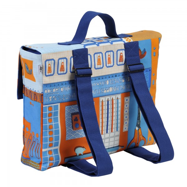 Schoolbag La Bricol Orange and blue
