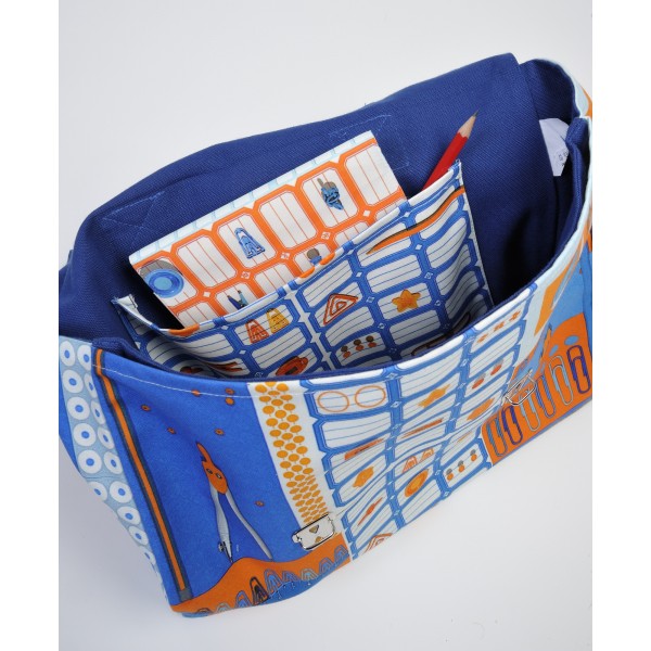 Cartable La Bricole Orange et bleu Cartable La Bricole Orange et bleu