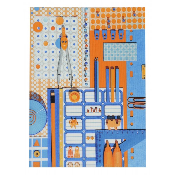 Protège cahier La Bricole Orange et bleu