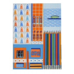 Housse de Bloc note La Bricole Orange et bleu