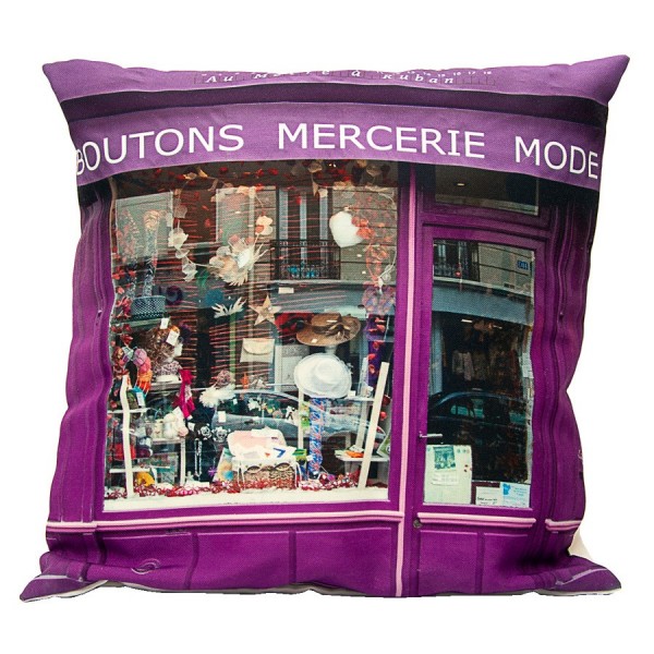 Haberdashery Au mètre à ruban Cushion cover - collection Paris retro - Maron Bouillie made in France Haberdashery Au mètre à ruban Cushion cover - collection Paris retro - Maron Bouillie made in France