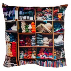 Housse de coussin Mercerie Au mètre à ruban - collection Paris retro - Maron Bouillie made in France 2