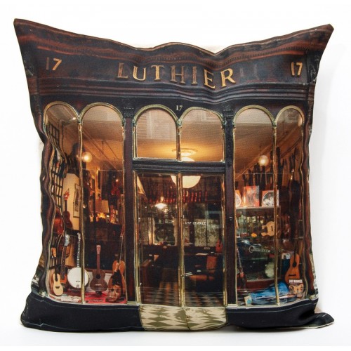 Luthier Cushion cover - Paris retro style collection - Maron Bouillie Paris made in France