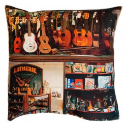 Housse de coussin Luthier - collection Paris retro - Maron Bouillie made in France 2