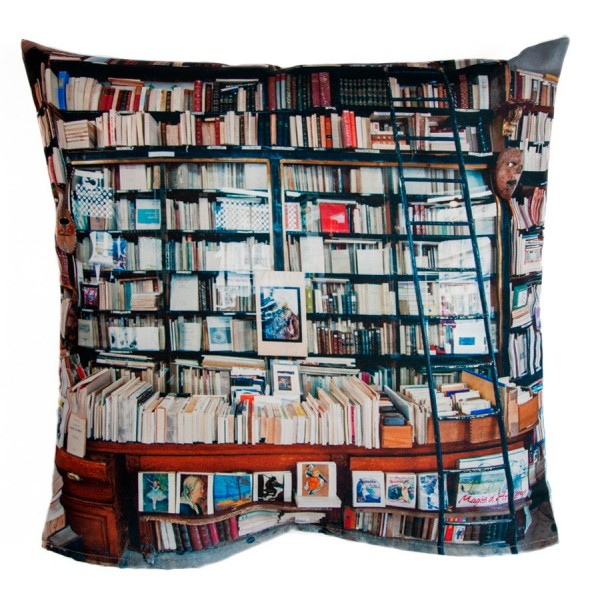 Housse de coussin Livres Le pont traversé - collection Paris retro - Maron Bouillie made in France
