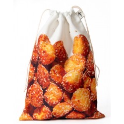 Maron Bouillie Paris Chouquettes clutch bag on a white background closed size M -  Made in France produce bag