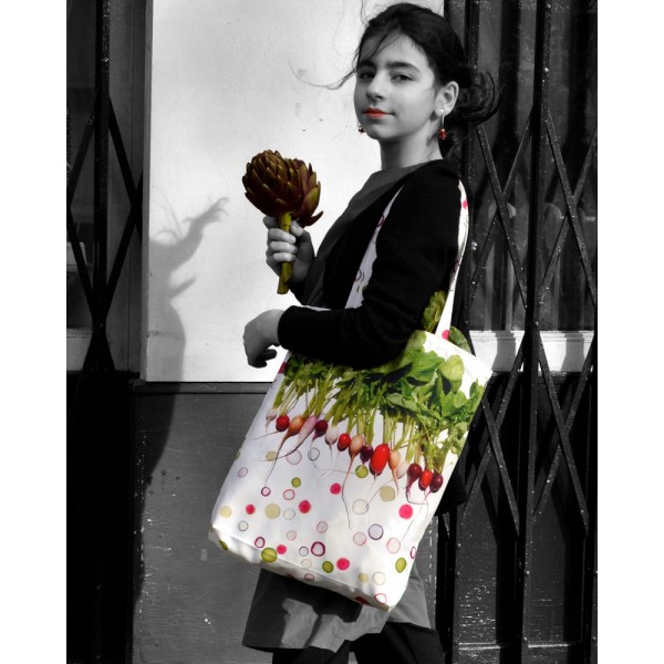 Graphic Vegetable tote bag Radish - made in France - Maron Bouillie Paris