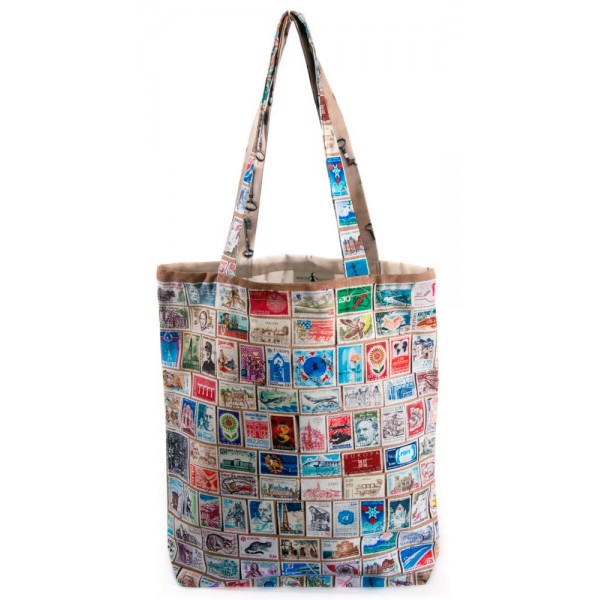Vintage Eco-friendly Tote bag - "Keys & stamp" - Maron Bouillie made in France Vintage Eco-friendly Tote bag - "Keys & stamp" - Maron Bouillie made in France