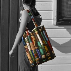 Vintage Eco-friendly Tote bag Brocante - "Keys & stamp" - Maron Bouillie made in France