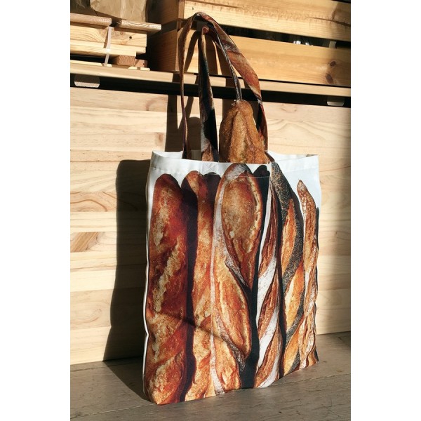 Fabric bread bag printed with baguettes - Tote bag made in France - Maron Bouillie Paris Fabric bread bag printed with baguettes - Tote bag made in France - Maron Bouillie Paris