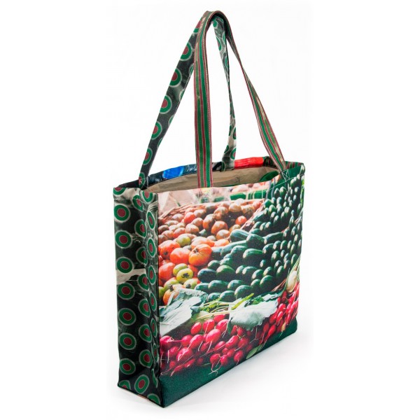 French market bag photo printed vegetable stall -  side Zucchini radishes - Maron Bouillie reusable grocery bag made in France French market bag photo printed vegetable stall -  side Zucchini radishes - Maron Bouillie reusable grocery bag made in France