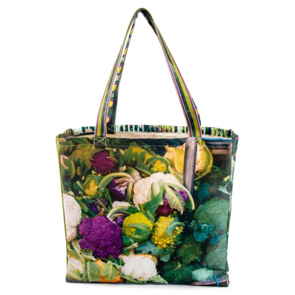 French market bag photo printed vegetable stall -  front Cabbages - Maron Bouillie reusable grocery bag made in France French market bag photo printed vegetable stall -  front Cabbages - Maron Bouillie reusable grocery bag made in France