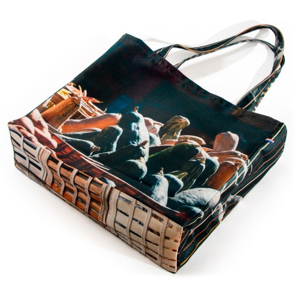 French market bag photo printed vegetables stall -  bottom - Maron Bouillie reusable grocery bag made in France French market bag photo printed vegetables stall -  bottom - Maron Bouillie reusable grocery bag made in France