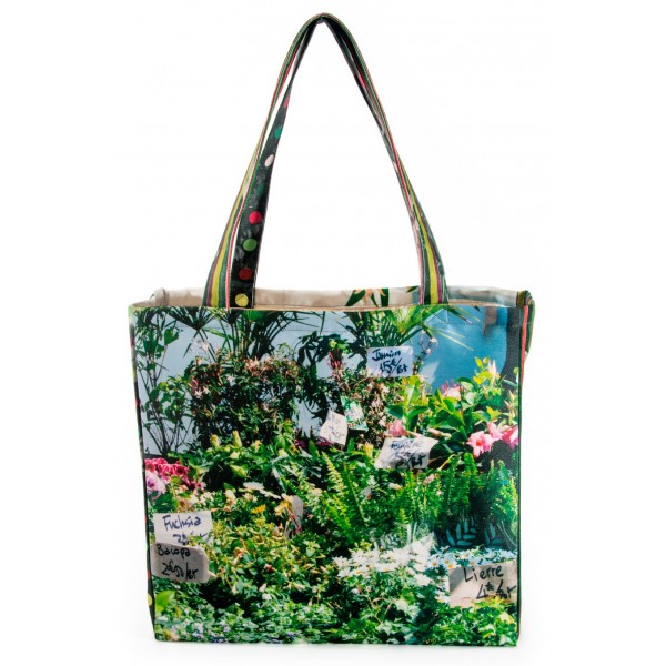 French market bag photo printed flowers stall -  front mixed flowers - Maron Bouillie reusable grocery bag made in France French market bag photo printed flowers stall -  front mixed flowers - Maron Bouillie reusable grocery bag made in France