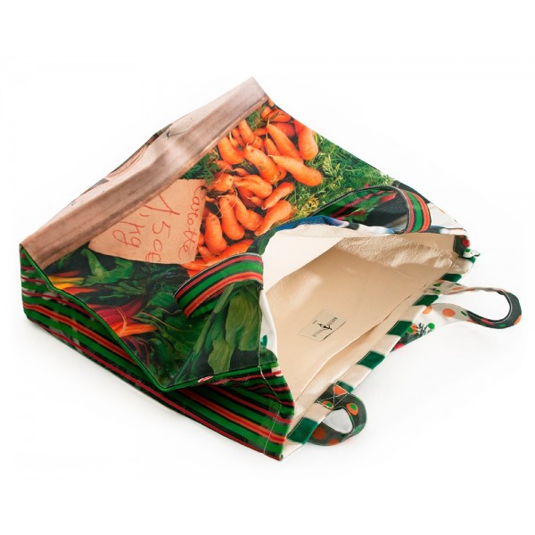 Vegetable market tote bag - interior detail - Maron Bouillie Reusable Grocery bag made in France Vegetable market tote bag - interior detail - Maron Bouillie Reusable Grocery bag made in France